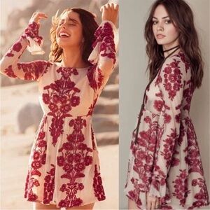 For Love and Lemons Temecula Mini Dress Embroidered Lace Sheer Fit Flare Sz S